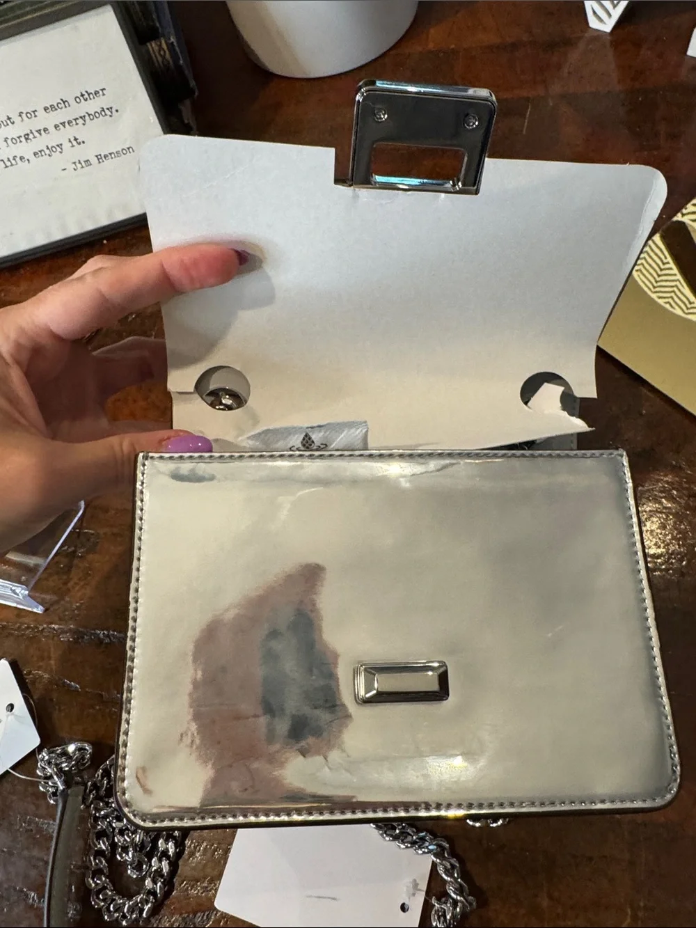 🍍kate spade Silver Metallic Crossbody Bag with Cardholder